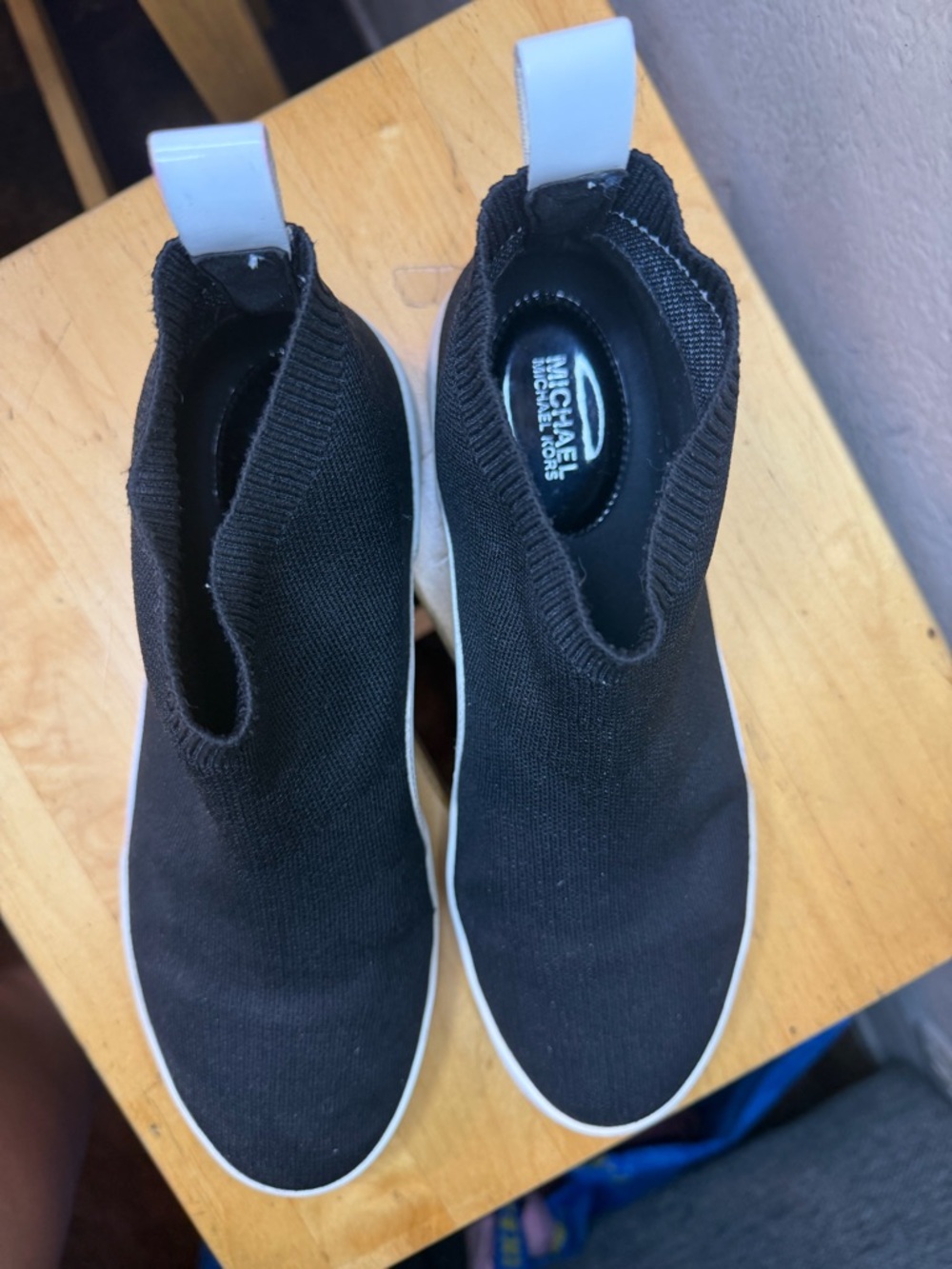 Michael Kors MK Logo Sock Sneakers Black White Slip-On Sneaker Boots - Picture 6 of 6